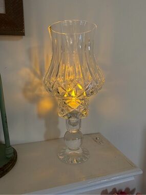 Clear Glass Crystal-Style Hurricane Lamp - Clear